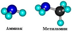 Модели молекул: аммиак, метиамин
